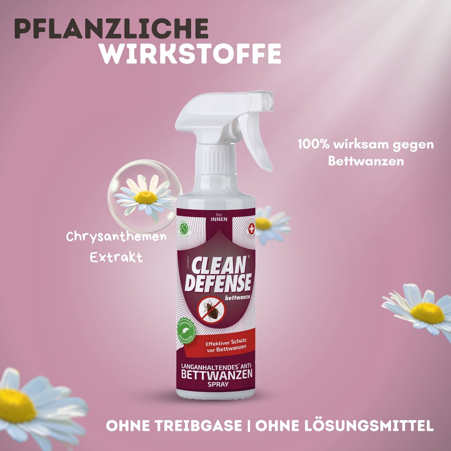 CLEAN DEFENSE Bettwanzenspray - Effektiv gegen Bettwanzen und Larven